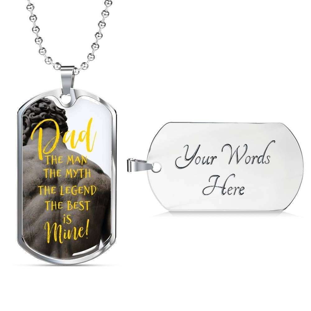 Dad Dog Tag Father’S Day Gift, Son Dog Tag, The Man Myth Legend Dog Tag Military Chain Necklace Gift For Daddy Father's Day Rakva