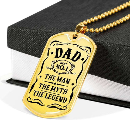 Dad Dog Tag Father’S Day Gift, Son Dog Tag, The Man Myth Legend No1 Dog Tag Military Chain Necklace Gift For Papa Father's Day Rakva