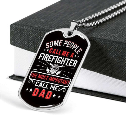 Dad Dog Tag Father’S Day Gift, Son Dog Tag, The Most Important Call Me Dad Dog Tag Military Chain Necklace For Firefighter Dad Father's Day Rakva