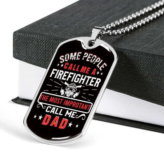Dad Dog Tag Father’S Day Gift, Son Dog Tag, The Most Important Call Me Dad Dog Tag Military Chain Necklace For Firefighter Dad Father's Day Rakva