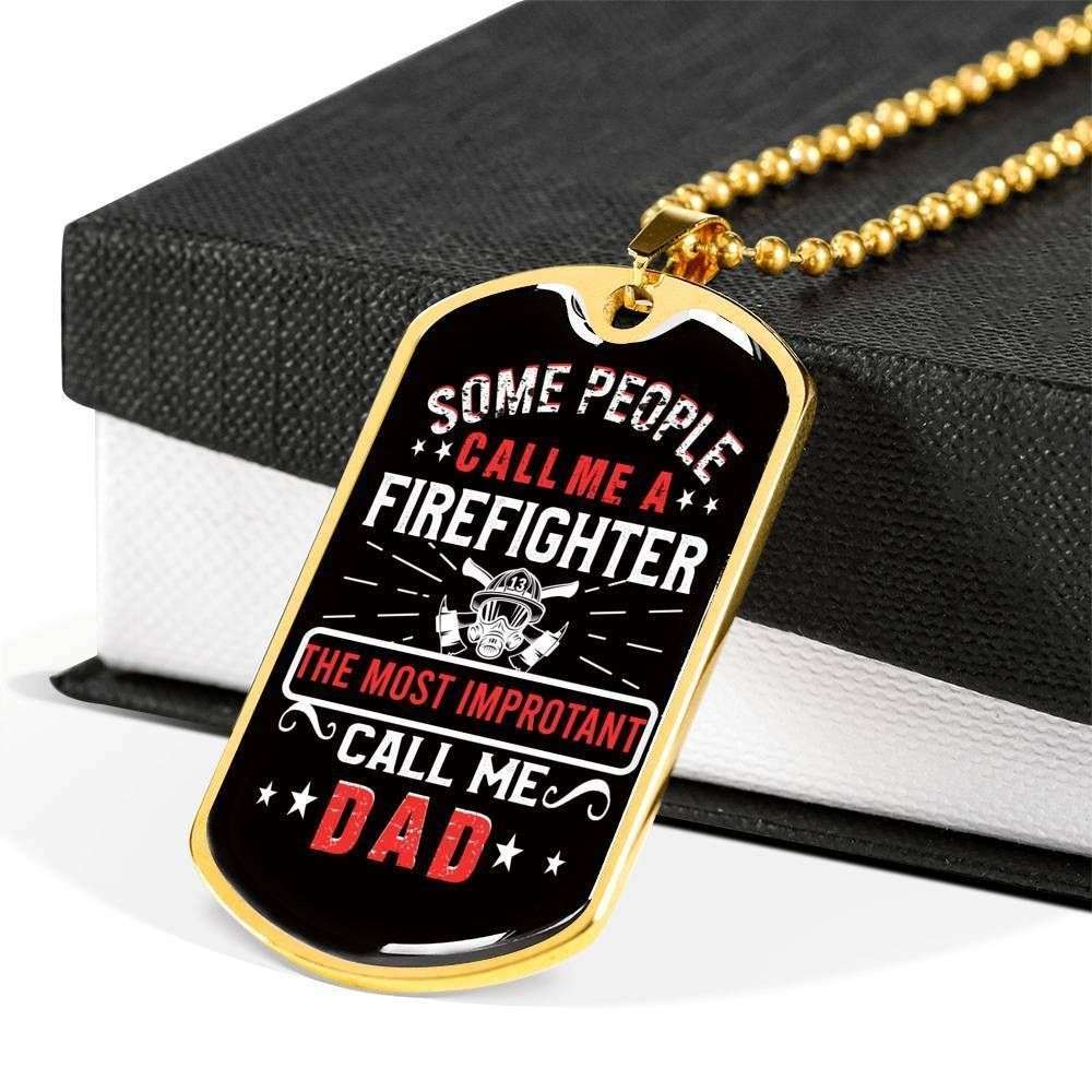 Dad Dog Tag Father’S Day Gift, Son Dog Tag, The Most Important Call Me Dad Dog Tag Military Chain Necklace For Firefighter Dad Father's Day Rakva