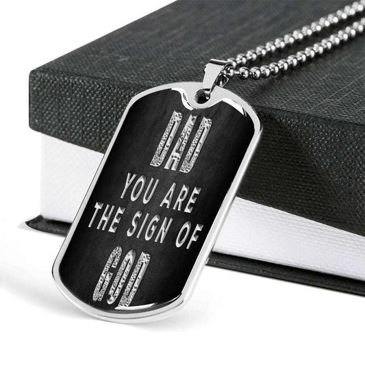 Dad Dog Tag Father’S Day Gift, Son Dog Tag, The Sign Of God Dog Tag Military Chain Necklace For Dad Father's Day Rakva