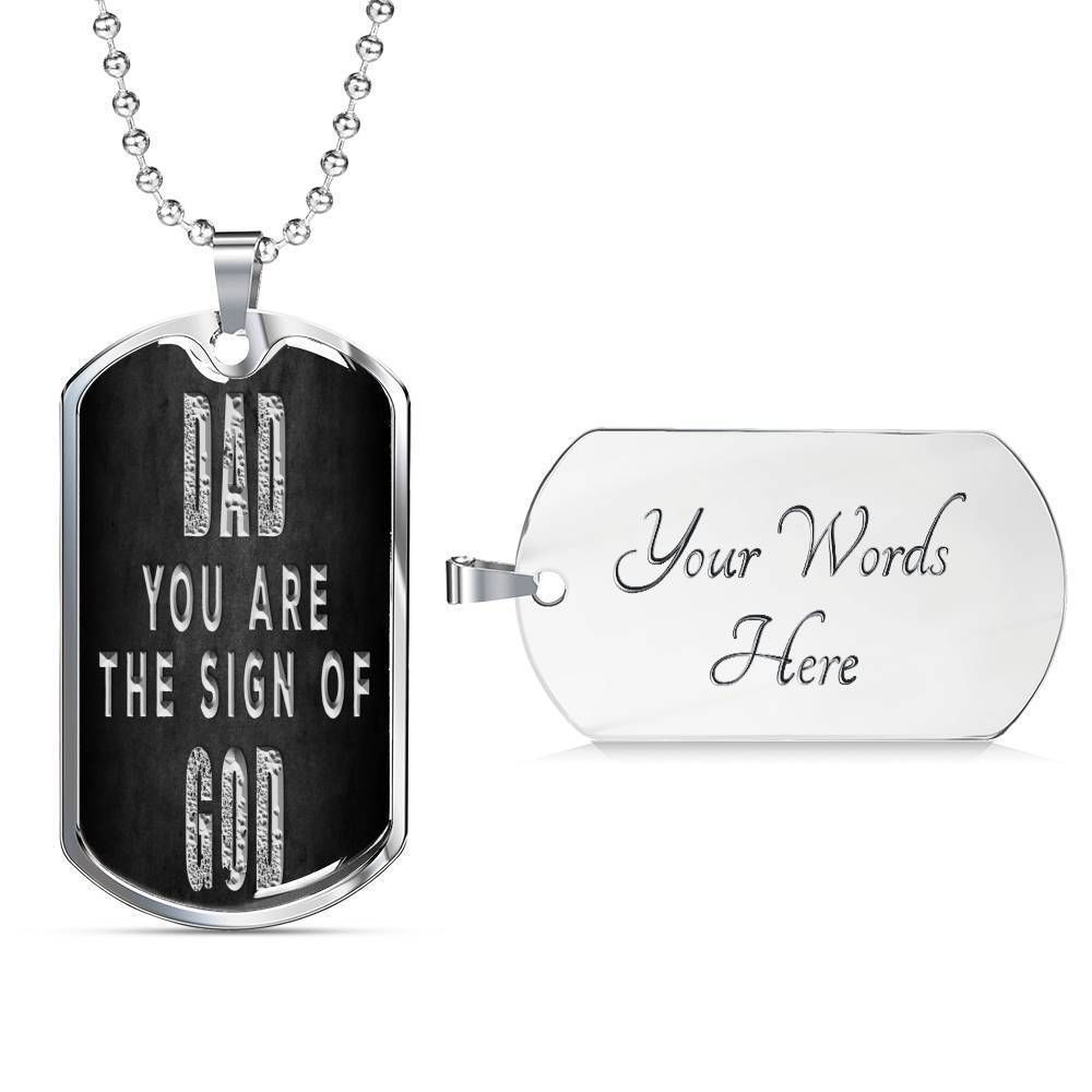 Dad Dog Tag Father’S Day Gift, Son Dog Tag, The Sign Of God Dog Tag Military Chain Necklace For Dad Father's Day Rakva
