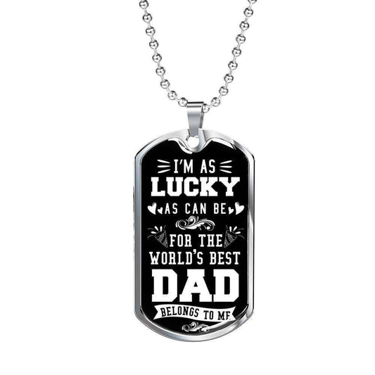 Dad Dog Tag Father’S Day Gift, Son Dog Tag, The World’S Best Dad Belongs To Me Dog Tag Military Chain Necklace For Dad Father's Day Rakva