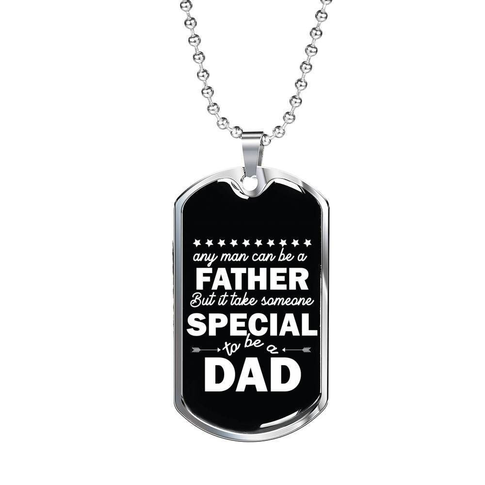 Dad Dog Tag Father’S Day Gift, Special To Be A Dad Black Dog Tag Military Chain Necklace For Dad Father's Day Rakva