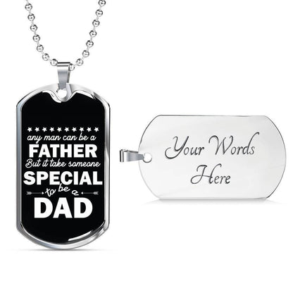 Dad Dog Tag Father’S Day Gift, Special To Be A Dad Black Dog Tag Military Chain Necklace For Dad Father's Day Rakva