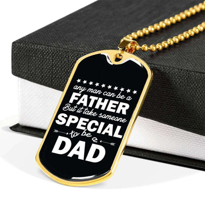 Dad Dog Tag Father’S Day Gift, Special To Be A Dad Black Dog Tag Military Chain Necklace For Dad Father's Day Rakva
