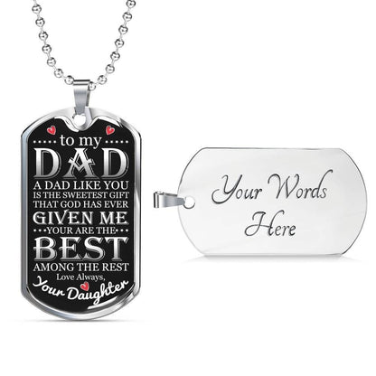 Dad Dog Tag Father’S Day Gift, Sweetest Gift That God Has Ever Given Me Dog Tag Military Chain Necklace For Dad Father's Day Rakva