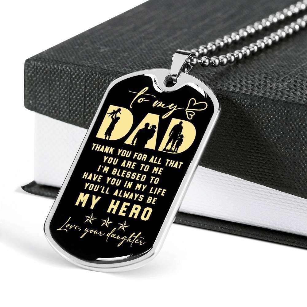 Dad Dog Tag Father’S Day Gift, Thank For All You Are Dog Tag Military Chain Necklace Gift For Daddy Dog Tag Father's Day Rakva