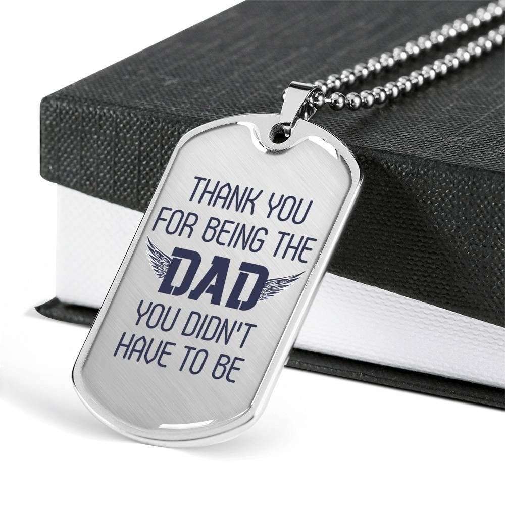 Dad Dog Tag Father’S Day Gift, Thank For Being The Dad Dog Tag Military Chain Necklace Gift For Dad Father's Day Rakva