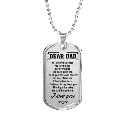 Dad Dog Tag Father’S Day Gift, Thank For Being The Dad That You Are Dog Tag Military Chain Necklace Gift For Dad Father's Day Rakva