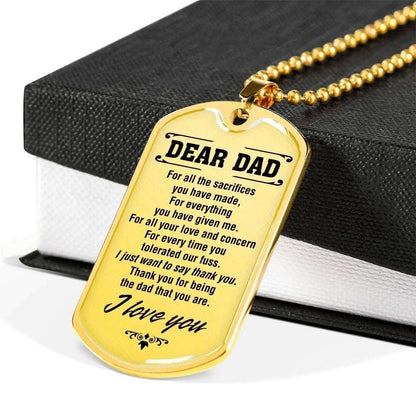Dad Dog Tag Father’S Day Gift, Thank For Being The Dad That You Are Dog Tag Military Chain Necklace Gift For Dad Father's Day Rakva