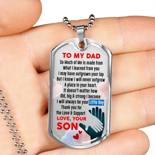 Dad Dog Tag Father’S Day Gift, Thank For The Love And Support Dog Tag Military Chain Necklace Gift For Daddy Father's Day Rakva