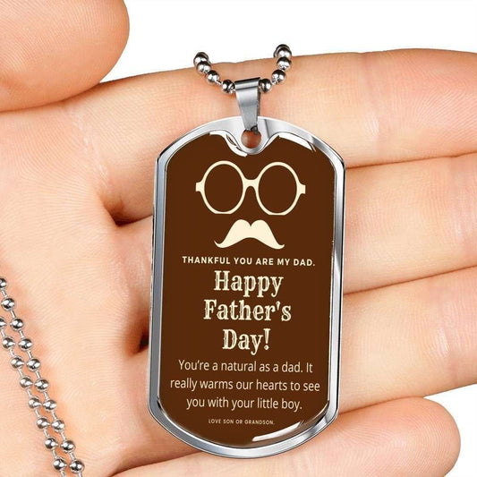 Dad Dog Tag Father’S Day Gift, Thankful Are My Dad Dog Tag Military Chain Necklace Giving Dad Father's Day Rakva