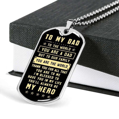 Dad Dog Tag Father’S Day Gift, Thanks For All That You Are To Me Dog Tag Military Chain Necklace For Dad Father's Day Rakva