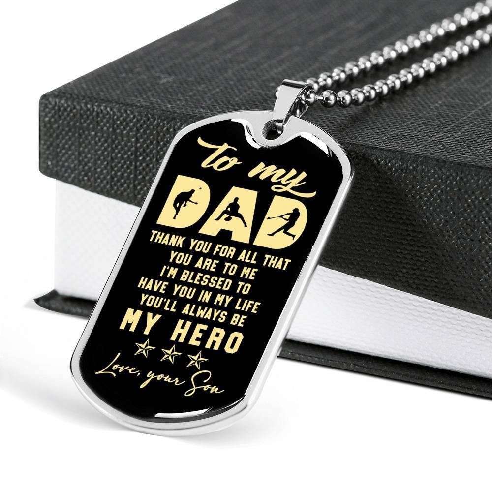 Dad Dog Tag Father’S Day Gift, Thanks For All That You’Re To Me Dog Tag Military Chain Necklace For Dad Father's Day Rakva