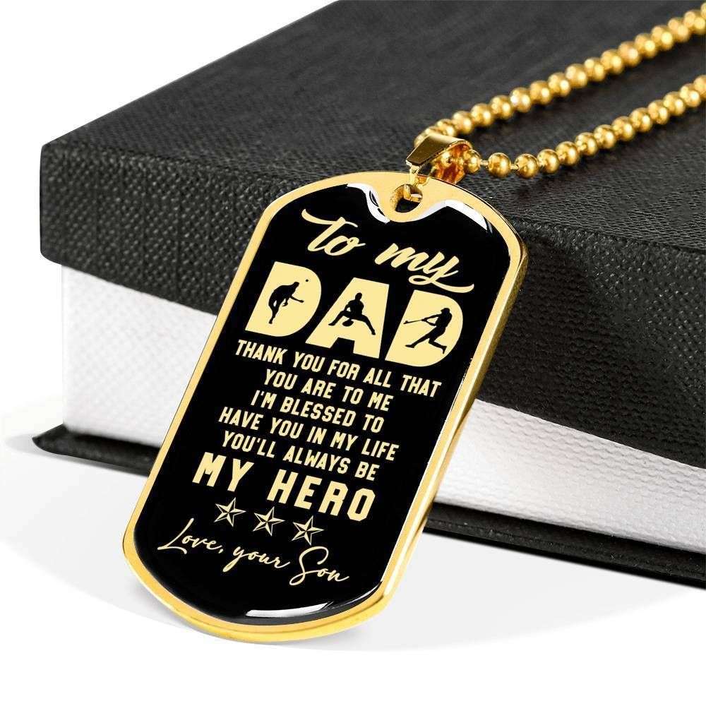 Dad Dog Tag Father’S Day Gift, Thanks For All That You’Re To Me Dog Tag Military Chain Necklace For Dad Father's Day Rakva