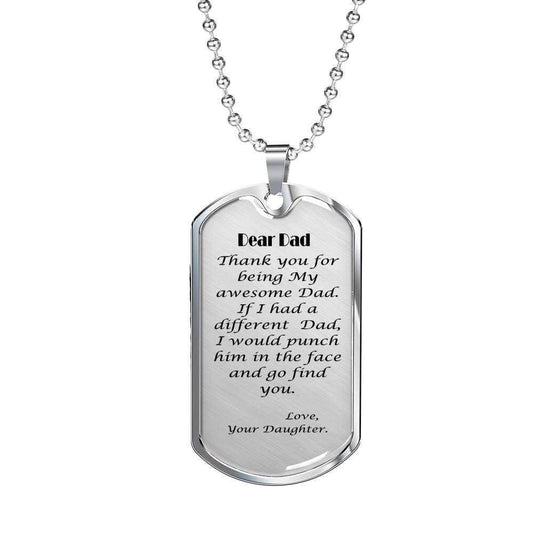 Dad Dog Tag Father’S Day Gift, Thanks For Being My Awesome Dad Dog Tag Military Chain Necklace For Dad Father's Day Rakva
