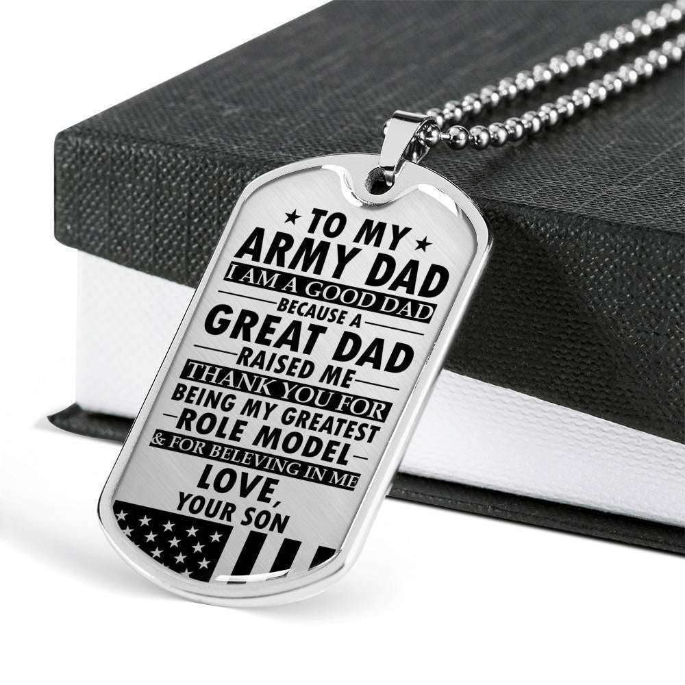 Dad Dog Tag Father’S Day Gift, Thanks For Being My Greatest Role Model Dog Tag Military Chain Necklace For Army Dad Father's Day Rakva
