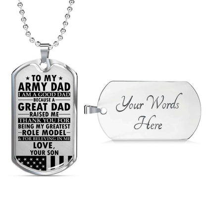 Dad Dog Tag Father’S Day Gift, Thanks For Being My Greatest Role Model Dog Tag Military Chain Necklace For Army Dad Father's Day Rakva