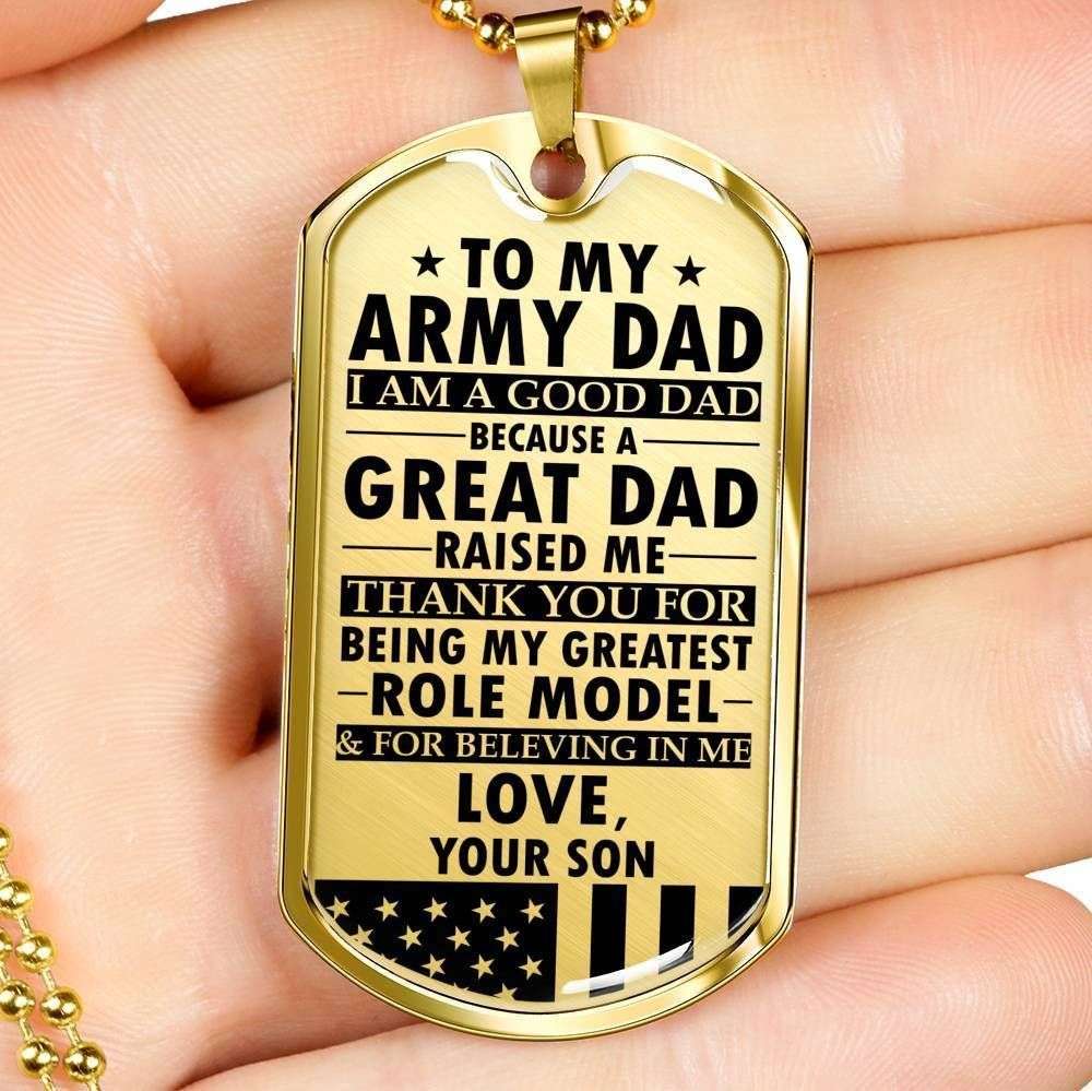 Dad Dog Tag Father’S Day Gift, Thanks For Being My Greatest Role Model Dog Tag Military Chain Necklace For Army Dad Father's Day Rakva