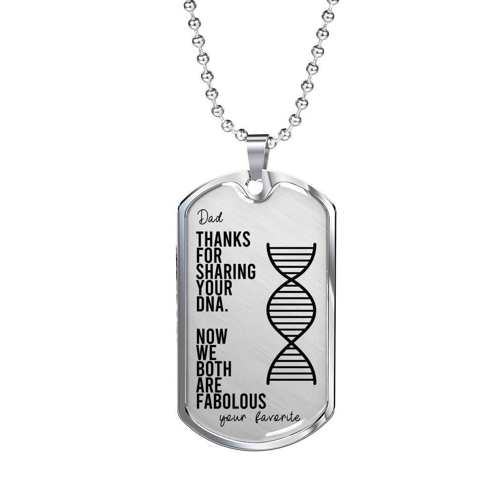 Dad Dog Tag Father’S Day Gift, Thanks For Sharing Your Dna Dog Tag Military Chain Necklace For Dad Father's Day Rakva