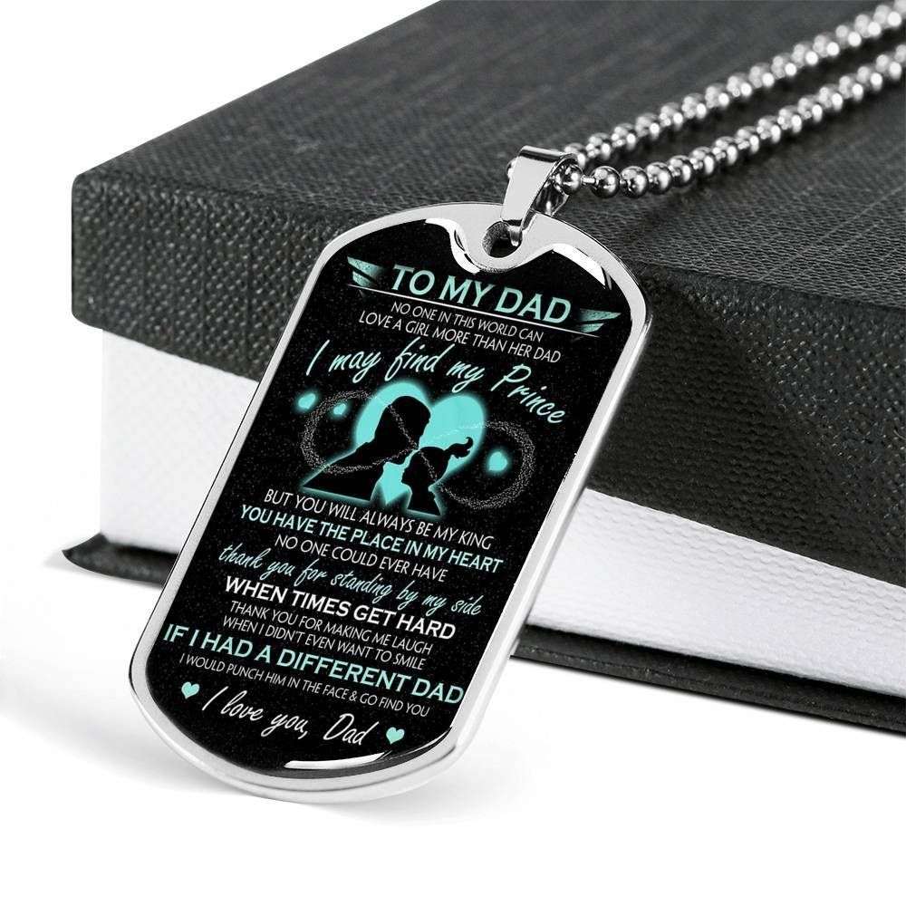 Dad Dog Tag Father’S Day Gift, Thanks For Standing By My Side Dog Tag Military Chain Necklace For Dad Father's Day Rakva
