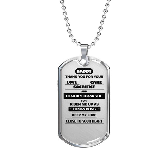 Dad Dog Tag Father’S Day Gift, Thanks For Your Love Care Sacrifice Dog Tag Military Chain Necklace For Dad Father's Day Rakva