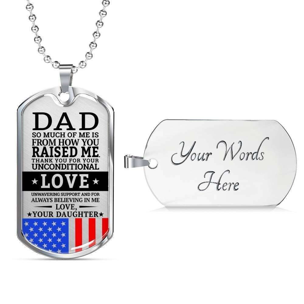 Dad Dog Tag Father’S Day Gift, Thanks For Your Unconditional Love Dog Tag Military Chain Necklace Daughter Gift For Dad Father's Day Rakva