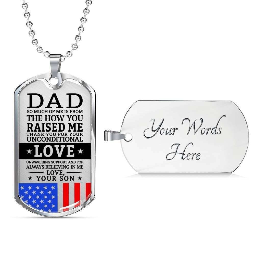 Dad Dog Tag Father’S Day Gift, Thanks For Your Unconditional Love Dog Tag Military Chain Necklace Son Gift For Dad Father's Day Rakva