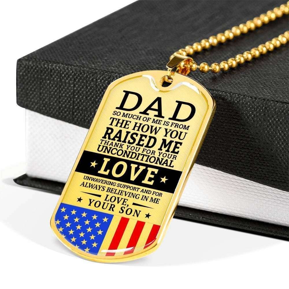 Dad Dog Tag Father’S Day Gift, Thanks For Your Unconditional Love Dog Tag Military Chain Necklace Son Gift For Dad Father's Day Rakva