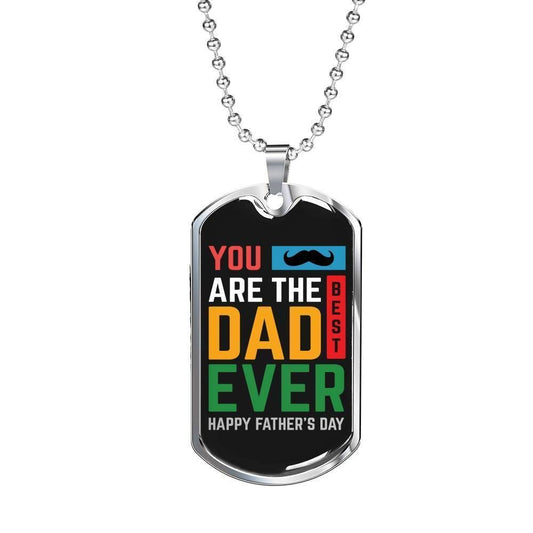 Dad Dog Tag Father’S Day Gift, The Best Dad Ever Dog Tag Military Chain Necklace Gift For Men Father's Day Rakva