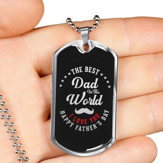 Dad Dog Tag Father’S Day Gift, The Best Dad In The World Dog Tag Military Chain Necklace For Dad Dog Tag-1 Father's Day Rakva