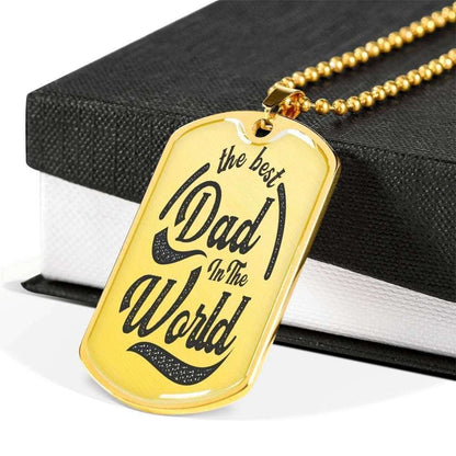 Dad Dog Tag Father’S Day Gift, The Best Dad In The World Dog Tag Military Chain Necklace For Dad Dog Tag-2 Father's Day Rakva