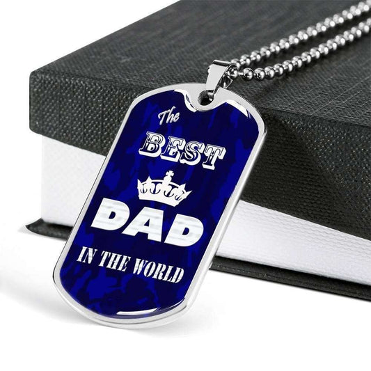 Dad Dog Tag Father’S Day Gift, The Best Dad In The World Dog Tag Military Chain Necklace For Dad Dog Tag-3 Father's Day Rakva