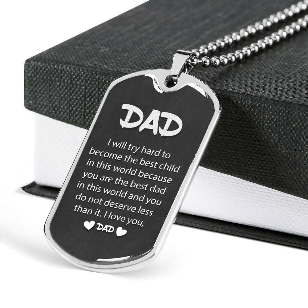 Dad Dog Tag Father’S Day Gift, The Best Dad In The World Dog Tag Military Chain Necklace Gift For Men Father's Day Rakva