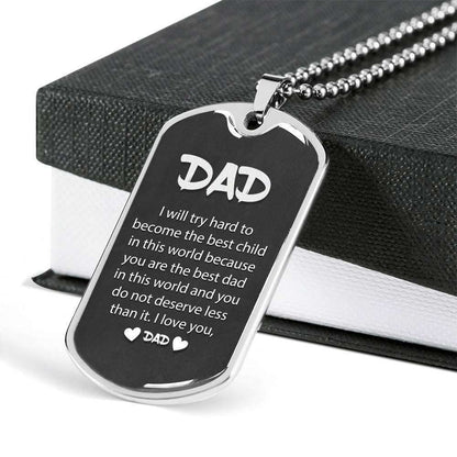 Dad Dog Tag Father’S Day Gift, The Best Dad In The World Dog Tag Military Chain Necklace Gift For Men Father's Day Rakva