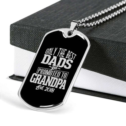 Dad Dog Tag Father’S Day Gift, The Best Dads Promoted To Grandpa Dog Tag Military Chain Necklace Gift For Dad Father's Day Rakva