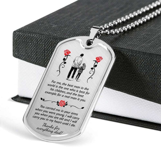 Dad Dog Tag Father’S Day Gift, The Best Man In The World Dog Tag Military Chain Necklace Gift For Dad Father's Day Rakva