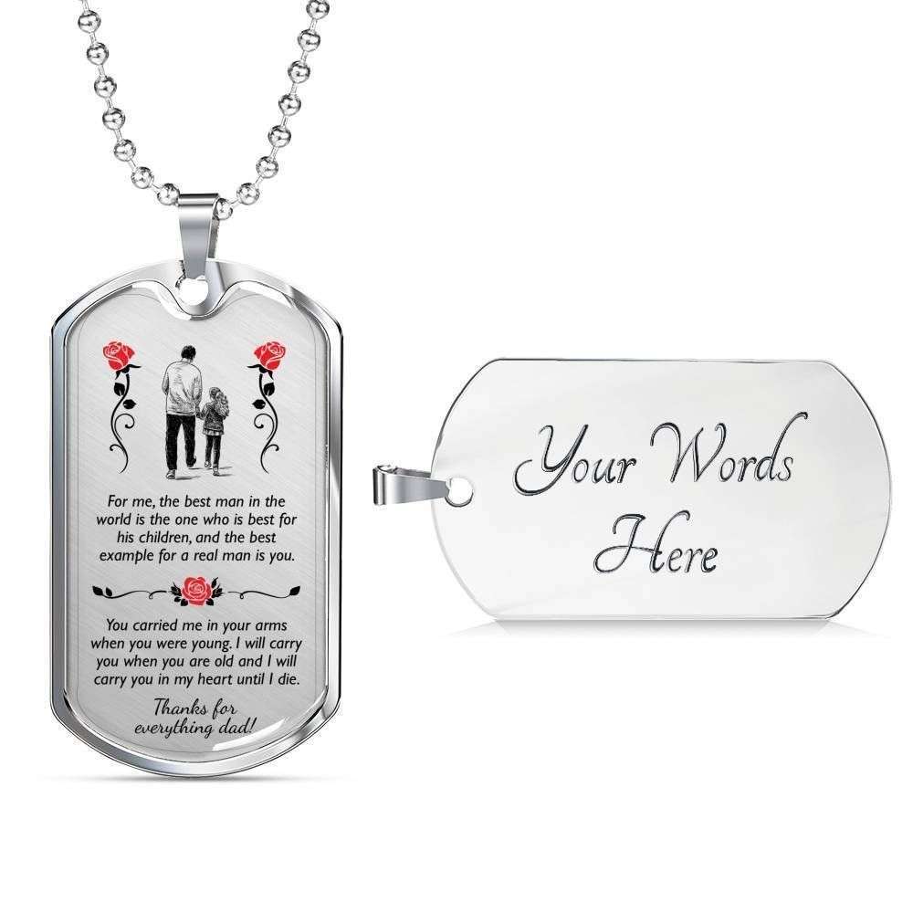 Dad Dog Tag Father’S Day Gift, The Best Man In The World Dog Tag Military Chain Necklace Gift For Dad Father's Day Rakva