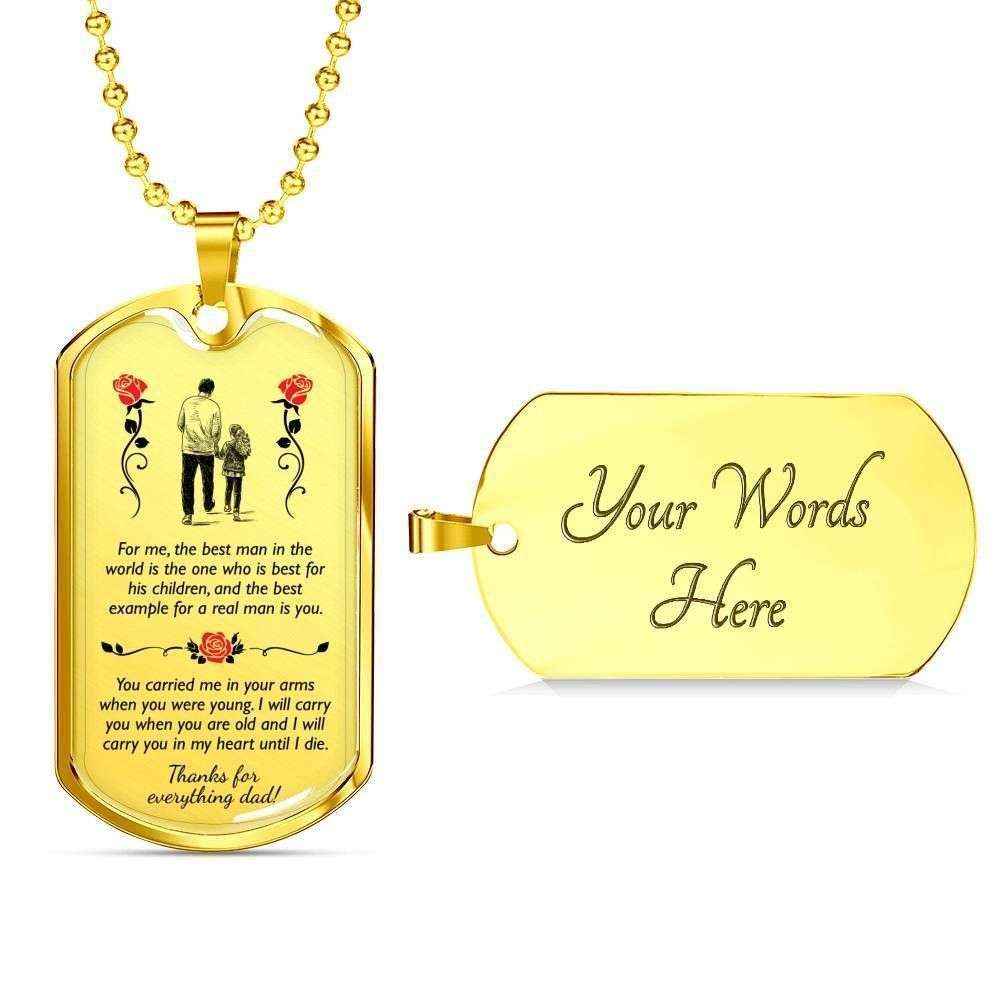 Dad Dog Tag Father’S Day Gift, The Best Man In The World Dog Tag Military Chain Necklace Gift For Dad Father's Day Rakva