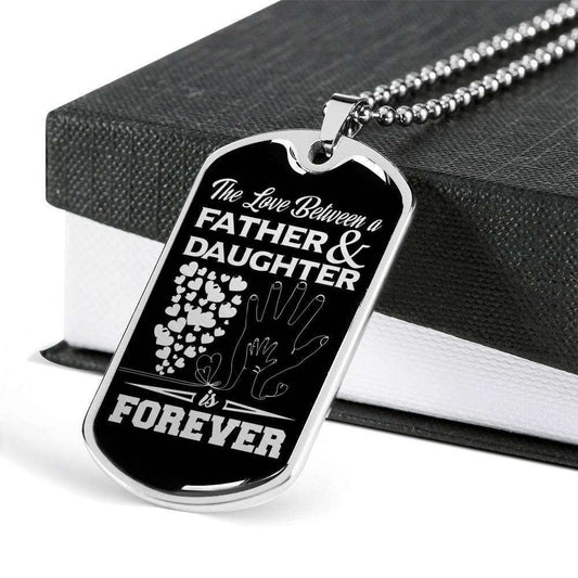 Dad Dog Tag Father’S Day Gift, The Love Between A Father And Daughter Dog Tag Military Chain Necklace Gift For Men Father's Day Rakva
