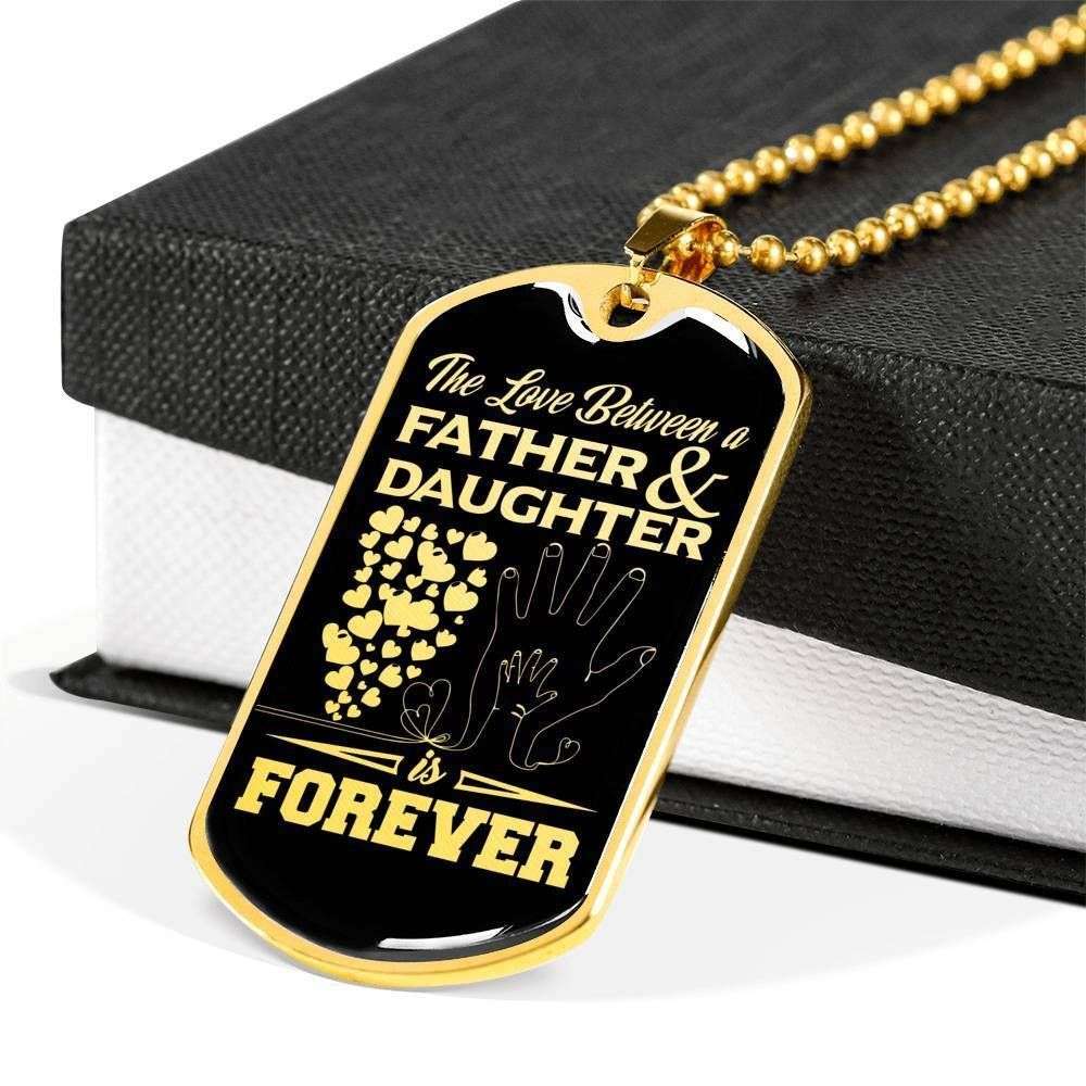 Dad Dog Tag Father’S Day Gift, The Love Between A Father And Daughter Dog Tag Military Chain Necklace Gift For Men Father's Day Rakva
