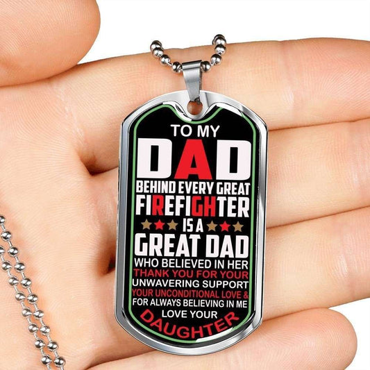 Dad Dog Tag Father’S Day Gift, To Firefighter Dad Every Great Firefighter Is A Great Dad Dog Tag Military Chain Necklace Gift For Dad Father's Day Rakva