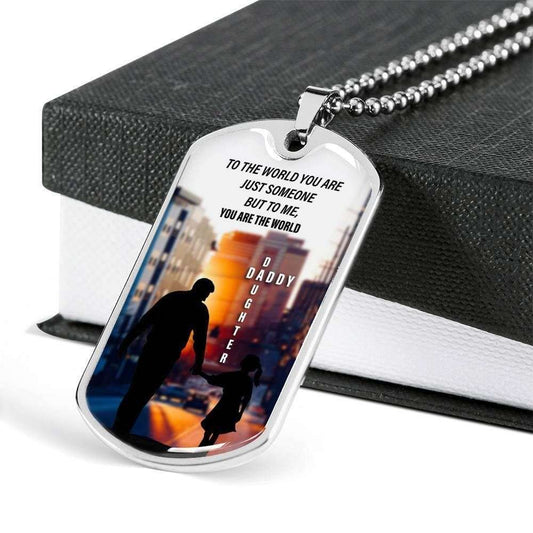 Dad Dog Tag Father’S Day Gift, To Me You Are The World Dog Tag Military Chain Necklace For Dad Dog Tag Father's Day Rakva
