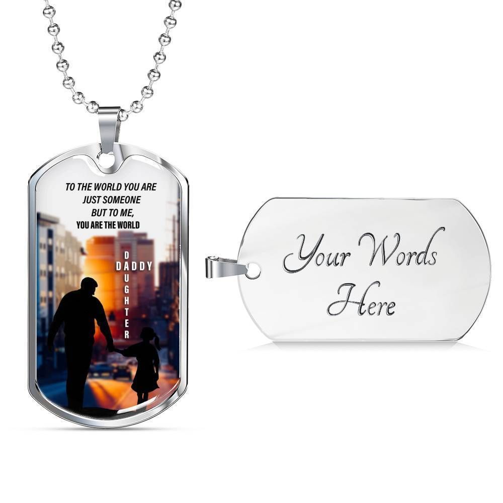Dad Dog Tag Father’S Day Gift, To Me You Are The World Dog Tag Military Chain Necklace For Dad Father's Day Rakva