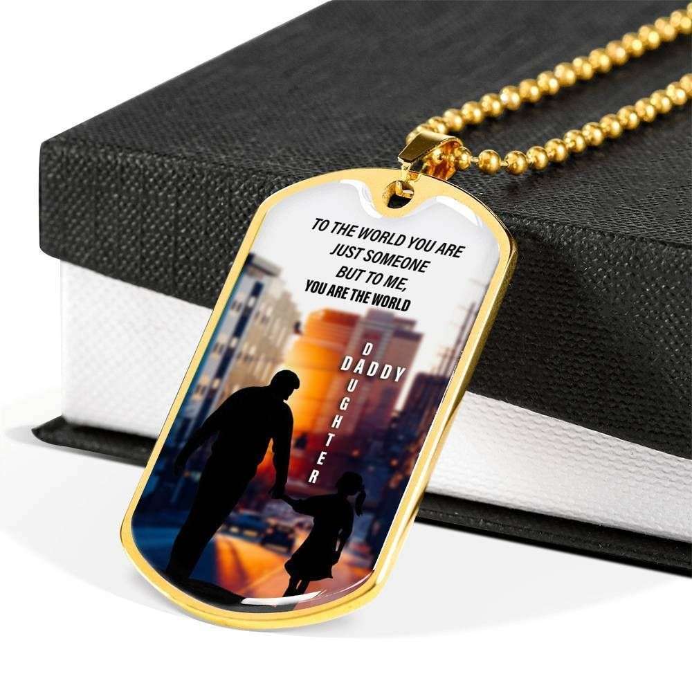 Dad Dog Tag Father’S Day Gift, To Me You Are The World Dog Tag Military Chain Necklace For Dad Father's Day Rakva