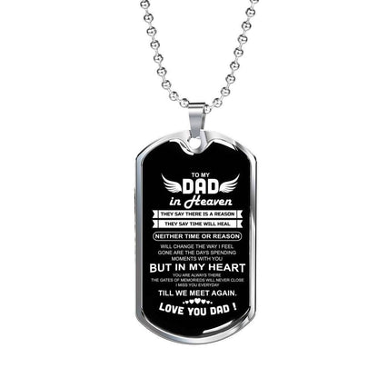 Dad Dog Tag Father’S Day Gift, To My Dad In Heaven I Missing You Dog Tag Military Chain Necklace Father's Day Rakva