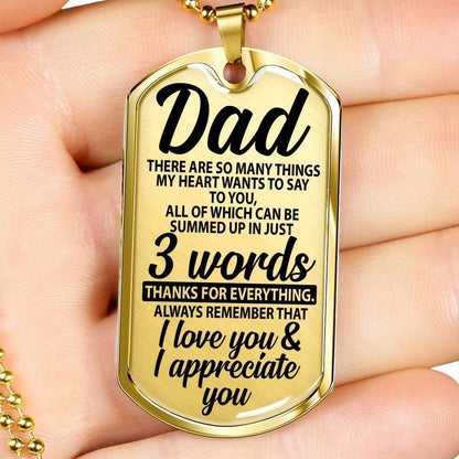 Dad Dog Tag Father’S Day Gift, To My Dad Thanks For Everything Dog Tag Military Chain Necklace Gift Father's Day Rakva
