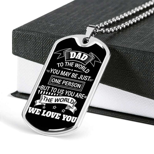 Dad Dog Tag Father’S Day Gift, To Us You Are The World Dog Tag Military Chain Necklace Father’S Day For Dad Father's Day Rakva